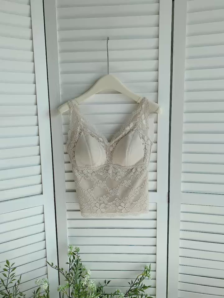 HELLO MILK TEE- 85752 蕾絲吊帶