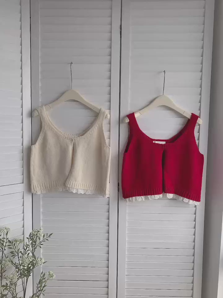 HELLO MILK TEE- 85618 拼接吊帶衫