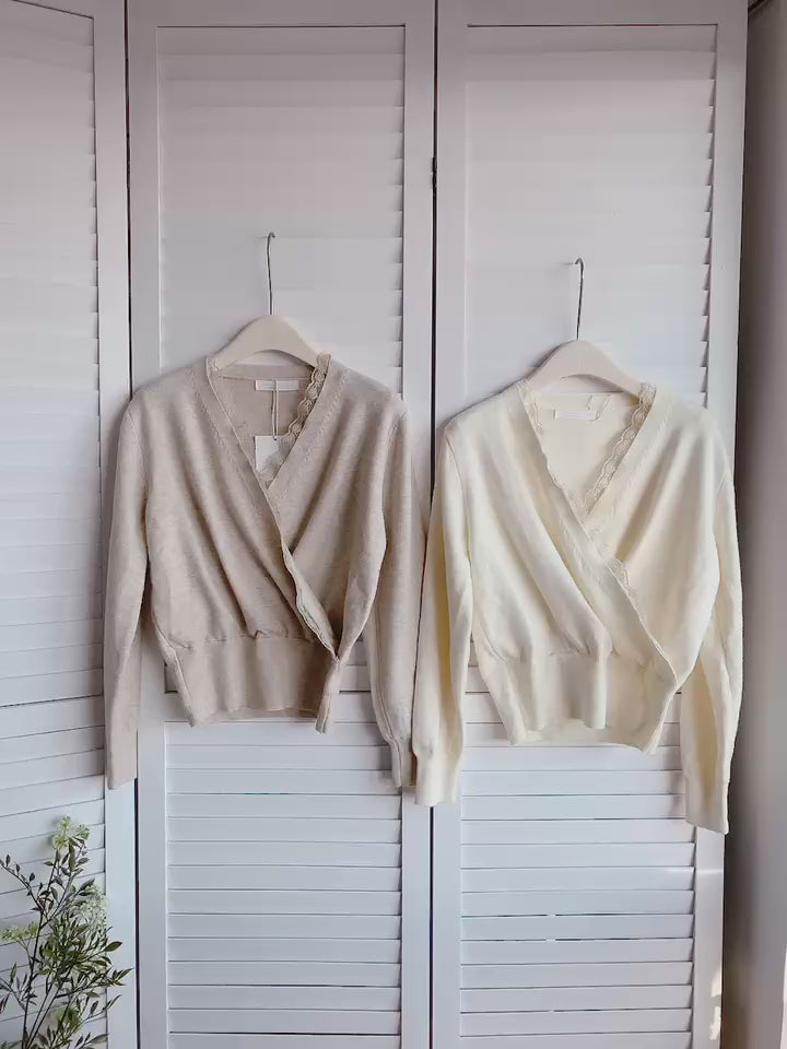 HELLO MILK TEE- 85713 蕾絲針織衫