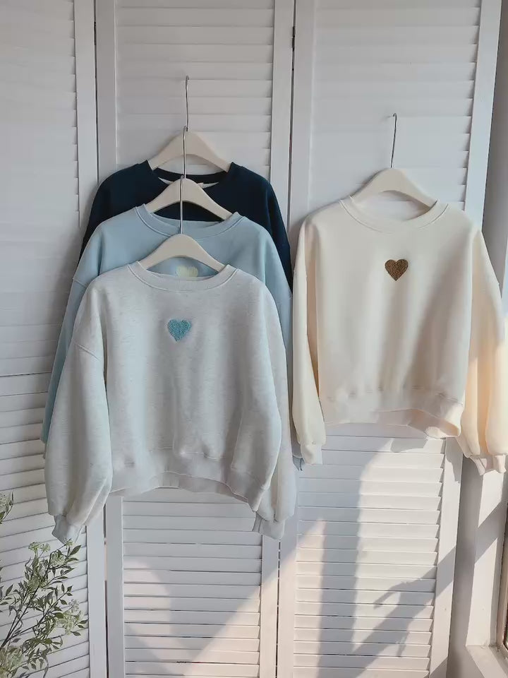 HELLO MILK TEE- 85883 愛心加絨衛衣