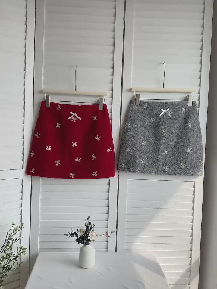 HELLO MILK TEE- 85865 蝴蝶結短裙