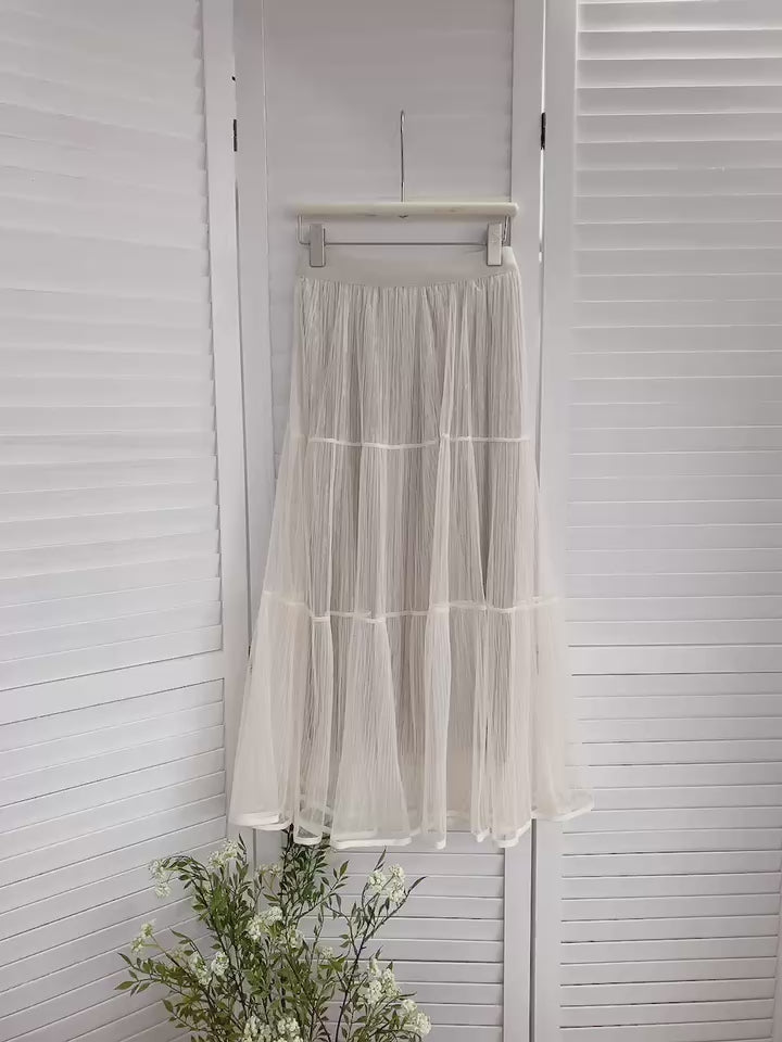 HELLO MILK TEE- 85672 壓褶半裙