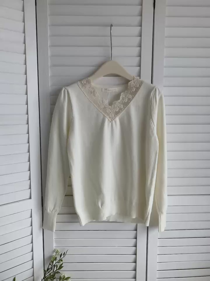 HELLO MILK TEE- 85626 花邊領上衣