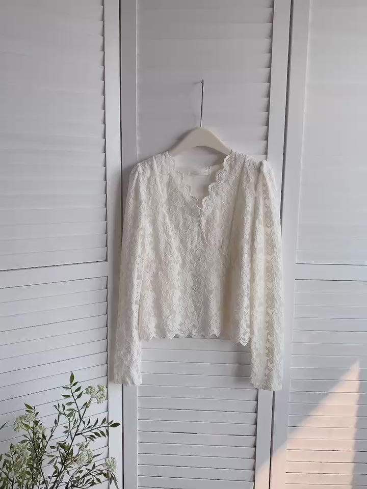 HELLO MILK TEE- 85825 蕾絲上衣