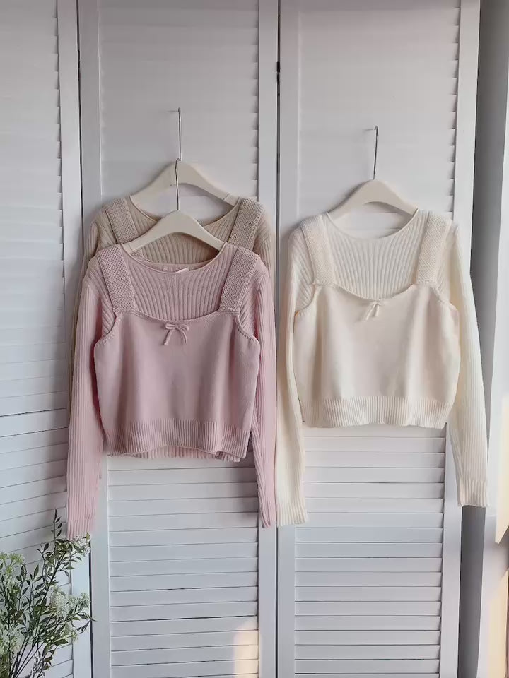 HELLO MILK TEE- 85756 針織套裝