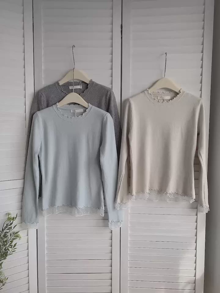 HELLO MILK TEE- 85726 木耳邊上衣