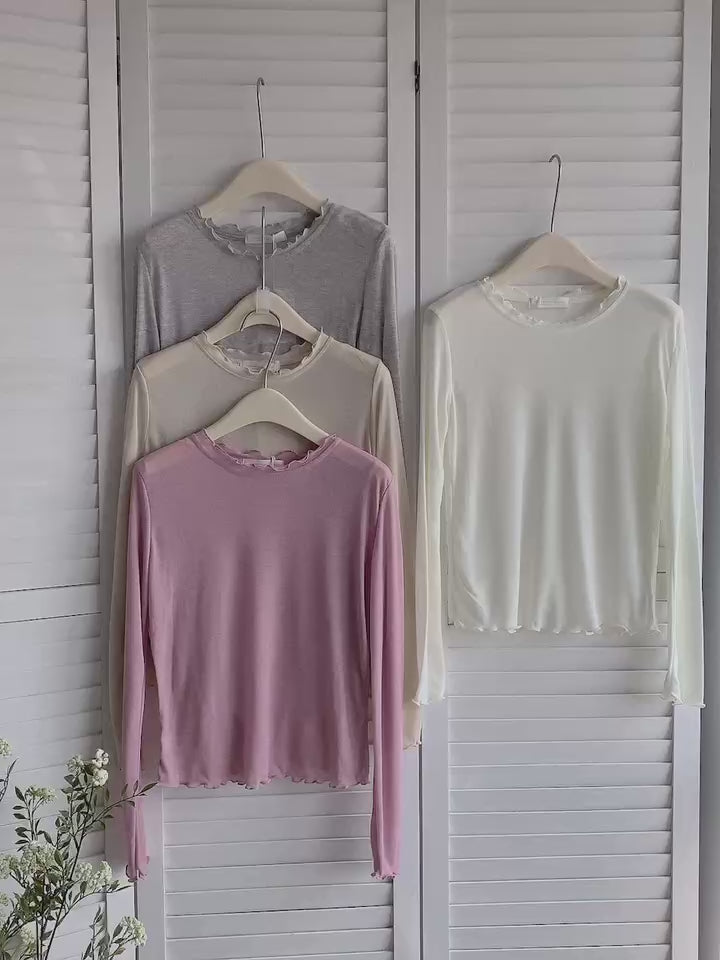 HELLO MILK TEE- 85511 木耳邊上衣