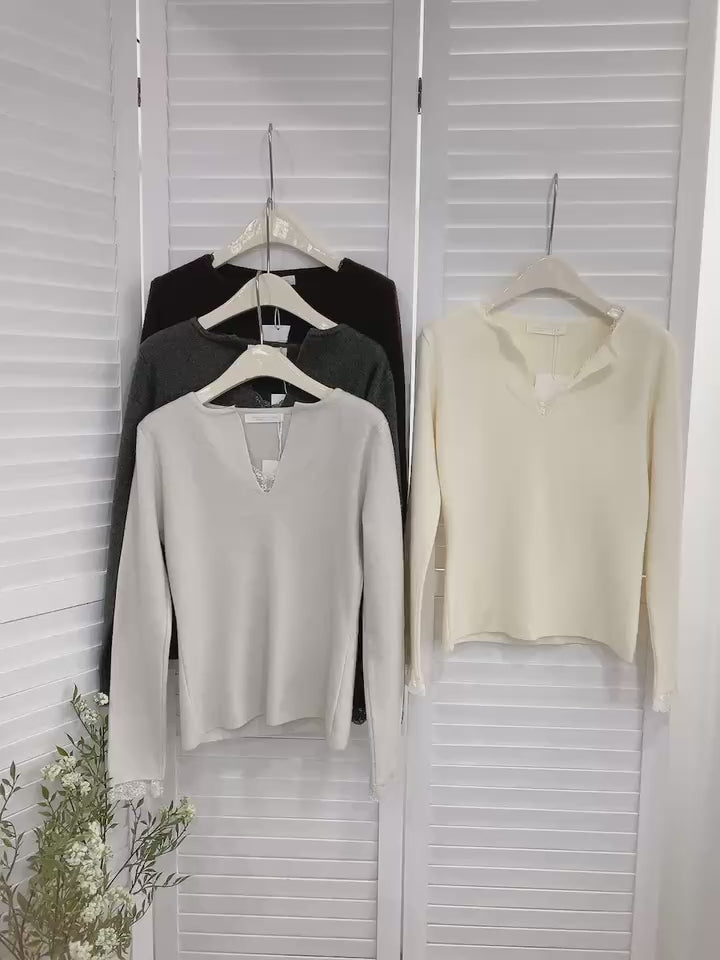 HELLO MILK TEE- 85583 蕾絲邊打底