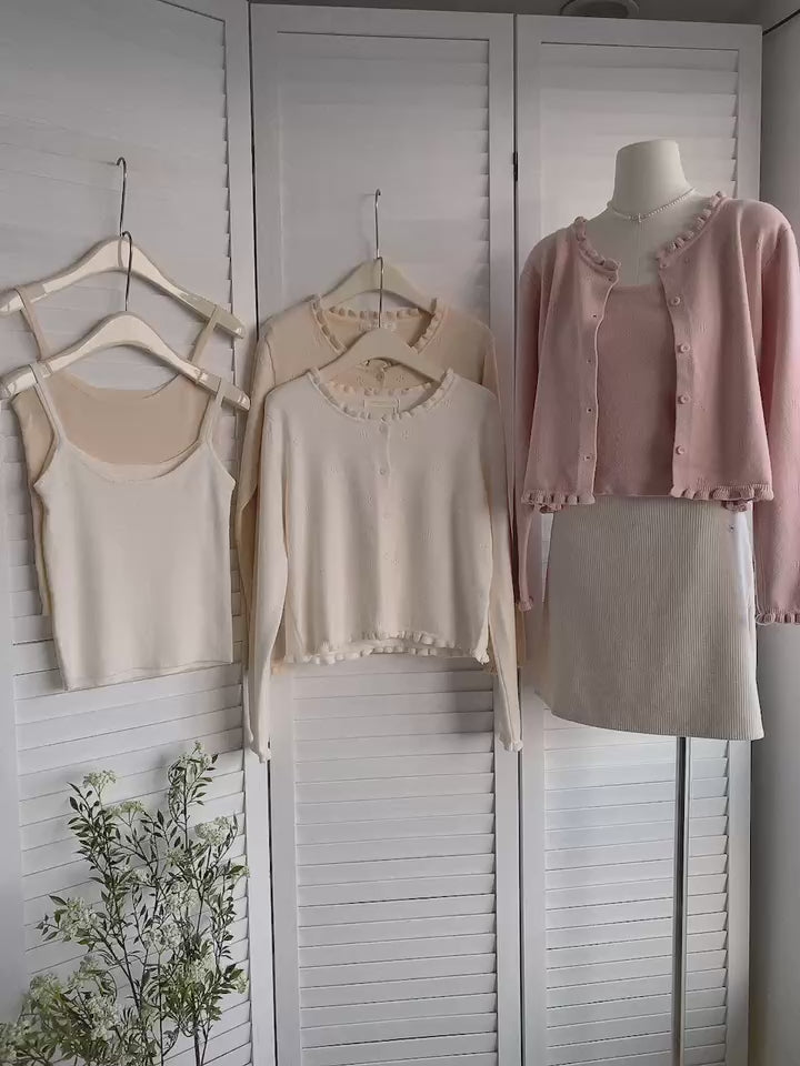 HELLO MILK TEE- 85462  花邊兩件套