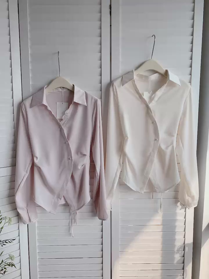 HELLO MILK TEE- 85775 珍珠扣小衫