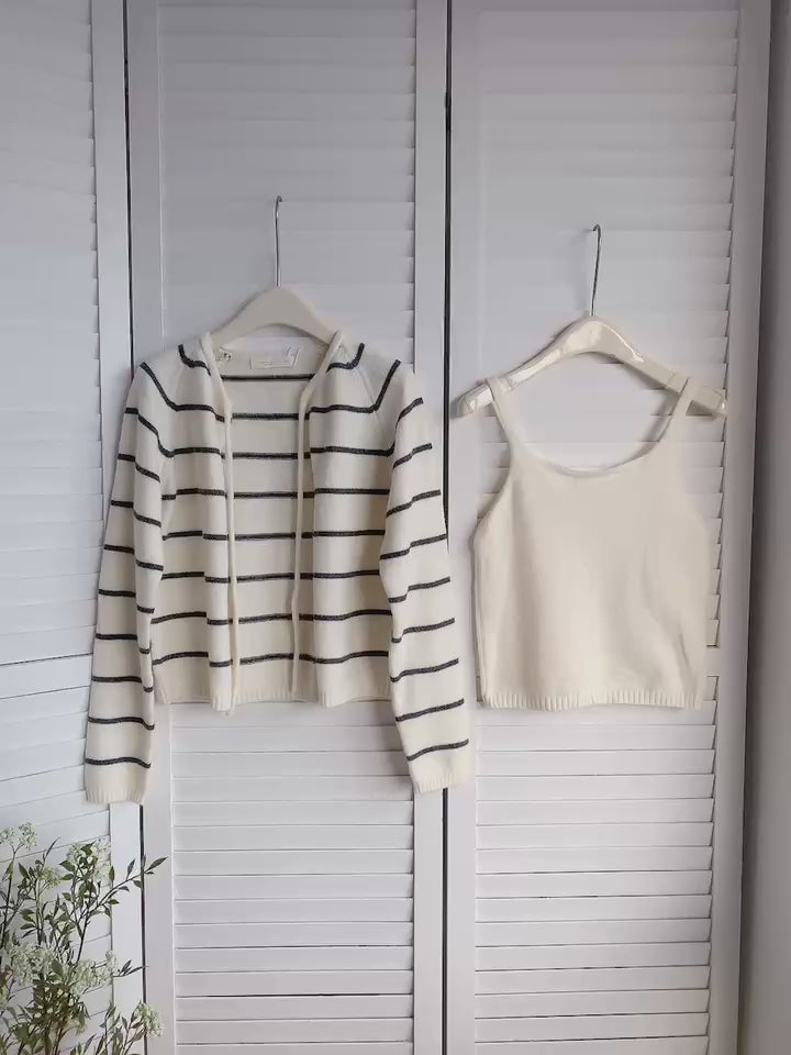 HELLO MILK TEE- 85541 條紋兩件套