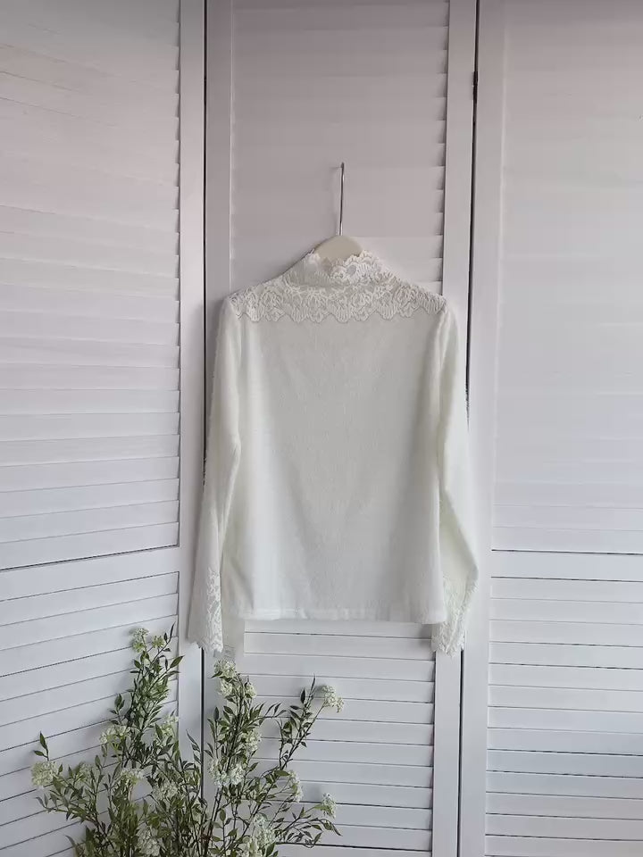 HELLO MILK TEE- 85711 蕾絲拼接衫