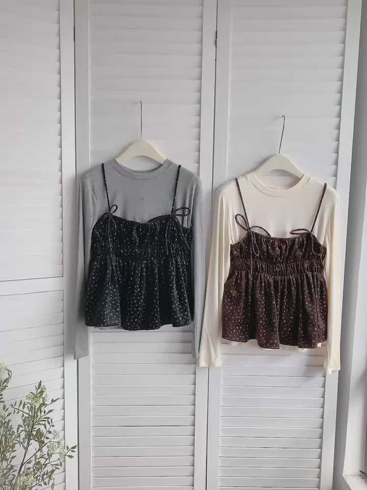 HELLO MILK TEE- 85794 吊帶套裝