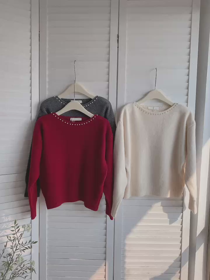 HELLO MILK TEE- 85760 釘珠針織衫